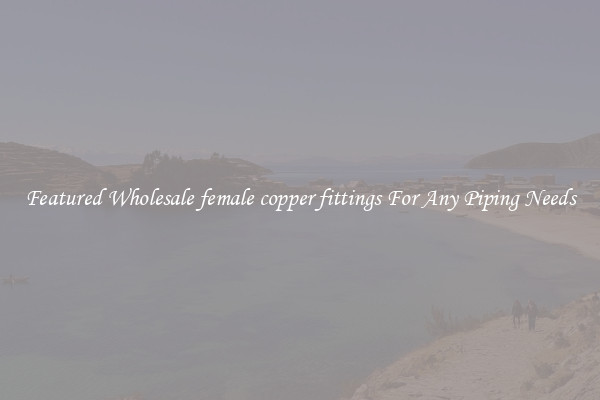 Featured Wholesale female copper fittings For Any Piping Needs