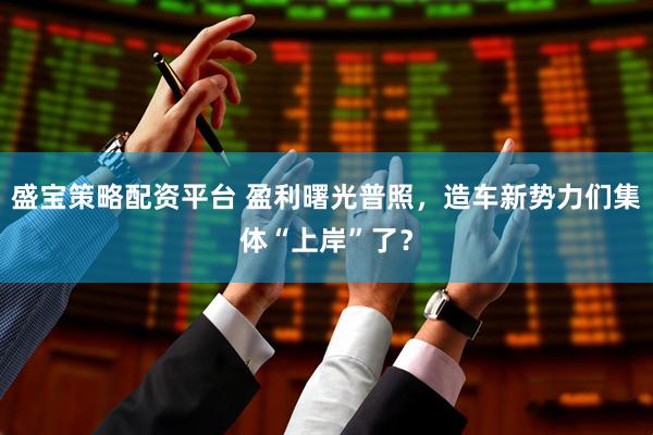 盛宝策略配资平台 盈利曙光普照，造车新势力们集体“上岸”了？